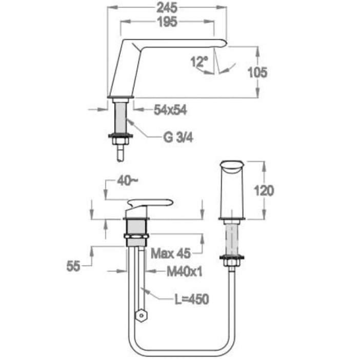 Смеситель для ванны Fir Dynamica 88 (88.4836.2.10.00)