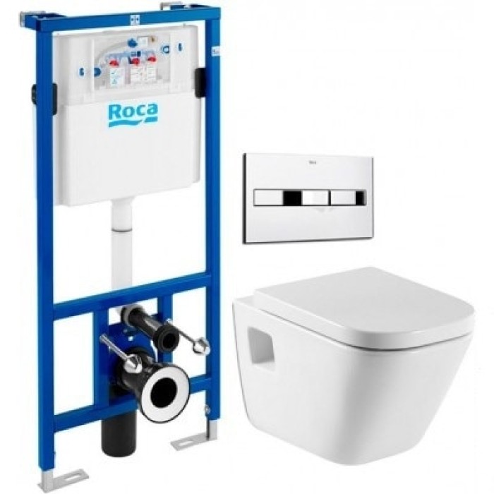 Комплект нсталляция Roca PRO A890090020 с унитазом Roca Gap A34H478000 с сидением slow-closin и клавишей смыва A890096001