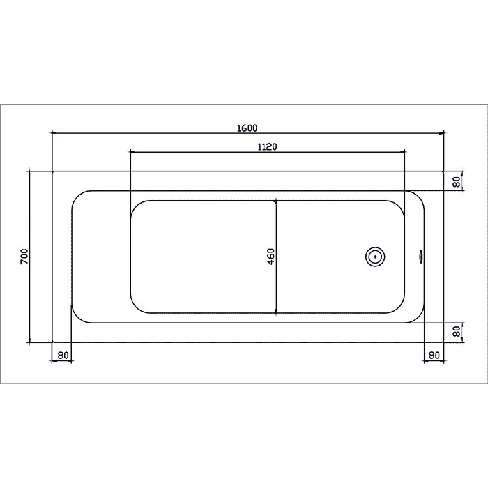 Ванна акриловая Kolo MODO XWP1171000 170x75 с боковым сливом