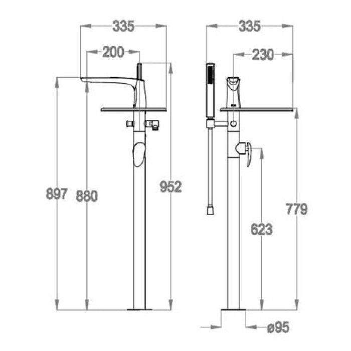 Напольный смеситель для ванны Fir Synergy Open 93 (93.3300.8.10.00)