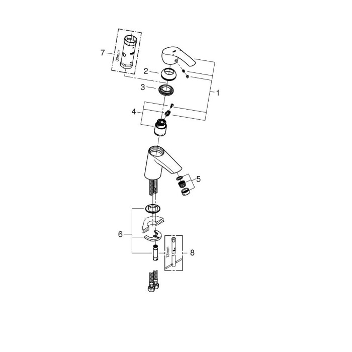 Grohe Eurosmart Смеситель однорычажный для раковины S-Size (32467002) Grohe Eurosmart Смеситель однорычажный для раковины S-Size (32467002)