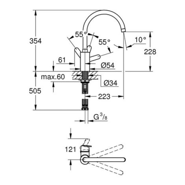 Смеситель для раковины GROHE Get 31494000