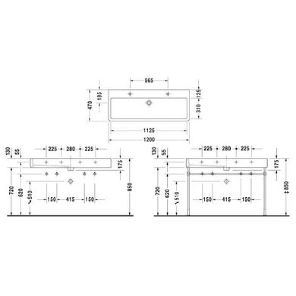 Плитка керамогранит Керамическая раковина 120 см Duravit Vero, белая 0454120026 для пола