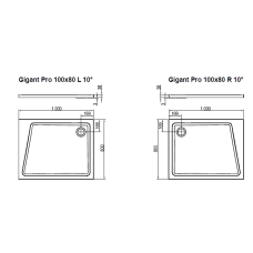 Душевой поддон Ravak GIGANT PRO 100x80 L 10° Белый