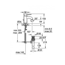 Grohe BauClassic Смеситель для раковины без донного клапана (23162000) S-size