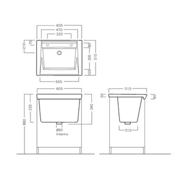 Керамическая раковина 60 см Hatria Specials, белый (YxMA01)