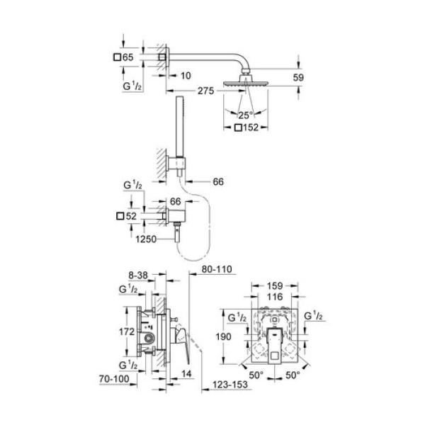 Душевая система Grohe Eurocube Bundle 23409000