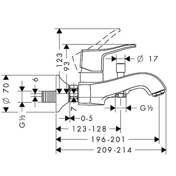 Смеситель для ванны Hansgrohe Metris Classic 31478000