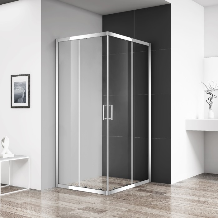 Душевая кабина PRI2922C PRIME, раздвижная - квадратная 90 * 90 - хром / прозрачное стекло