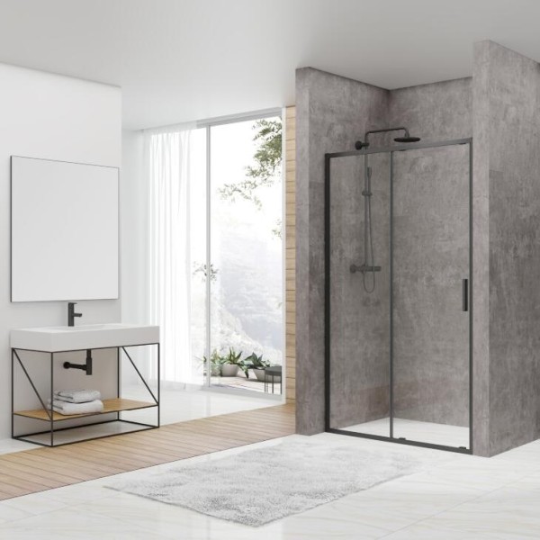 DEVIT FEN3540B ART Душевые двери 120, черный матовый, без поддона, стекло прозрачное