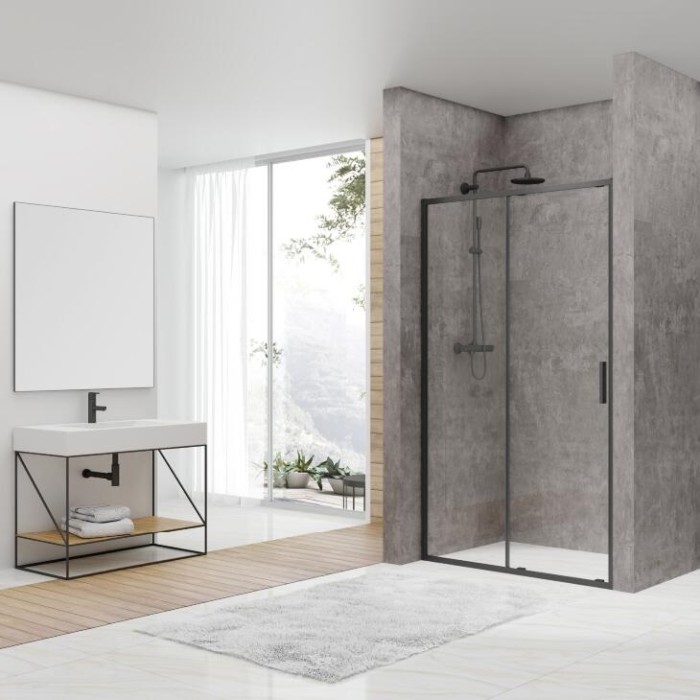 DEVIT FEN3540B ART Душевые двери 120, черный матовый, без поддона, стекло прозрачное