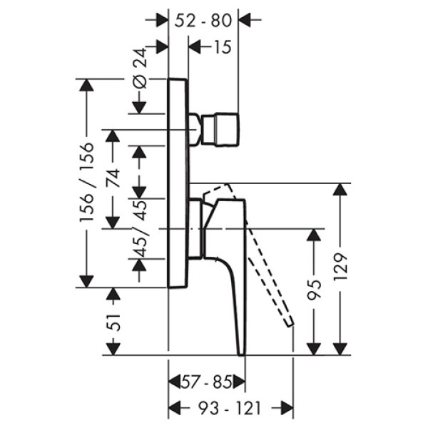 Смеситель для ванны Hansgrohe Metropol 32545000