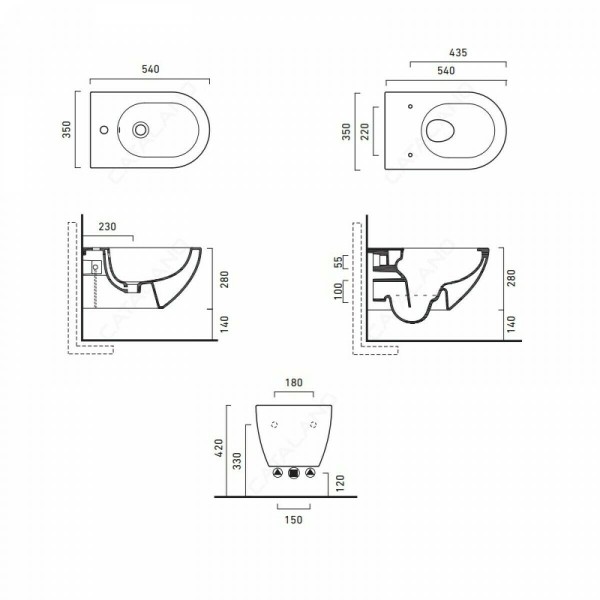 Подвесной безободковый унитаз Catalano Sfera NewFlush