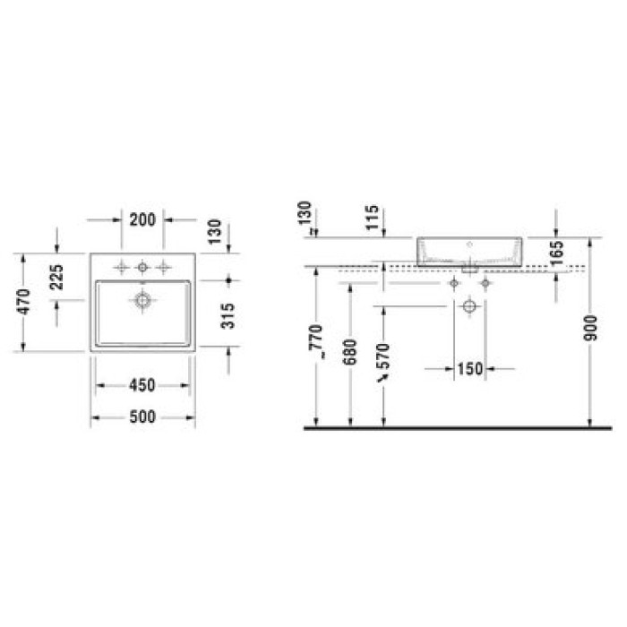 Плитка керамогранит Керамическая раковина 50 см Duravit Vero Air 2352500000 для пола