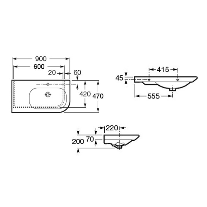 Раковина асимметричная Roca Nexo A327649000