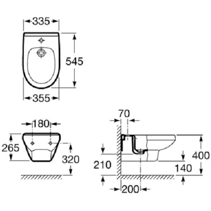 Биде подвесное Roca Victoria A35530500S Биде подвесное Roca Victoria A35530500S