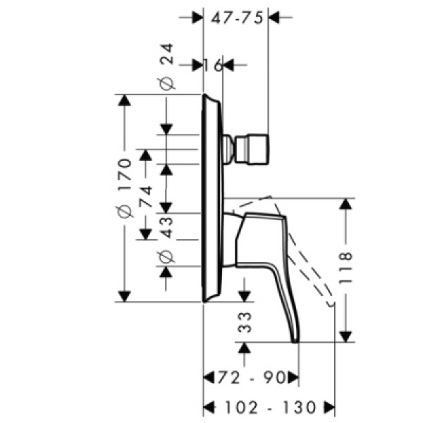 Смеситель для ванны Hansgrohe Metris Classic 31485000