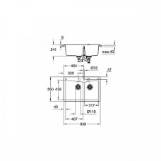 Мойдка для кухни Grohe 840х560 мм, Granite Black (31657AP0)