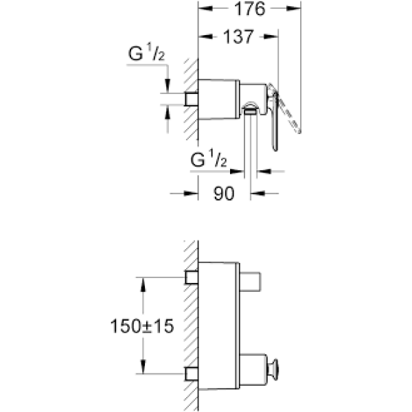 Grohe Veris Смеситель однорычажный для душа (32197000)