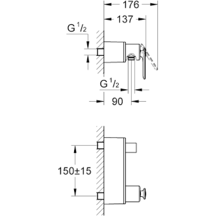 Grohe Veris Смеситель однорычажный для душа (32197000)