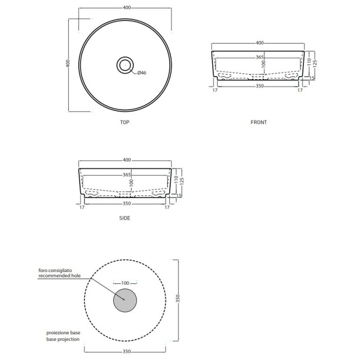 Раковина накладная 40 см Cielo Shui Comfort Раковина накладная 40 см Cielo Shui Comfort