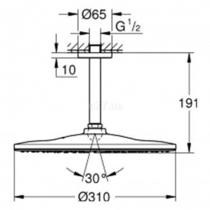 Плитка керамогранит Grohe Rainshower 310 Mono Верхний душ 26559000 для пола
