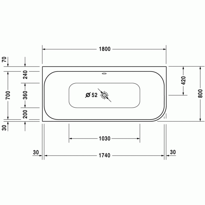 Happy D.2 ванна прямоугольная 180 см 700316000000000 в интернет-магазине «Estet Room»