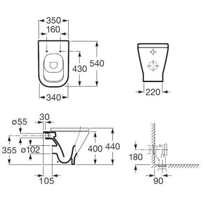 Унитаз пристенный Roca Gap (A347477000) без сиденья Унитаз пристенный Roca Gap (A347477000) без сиденья