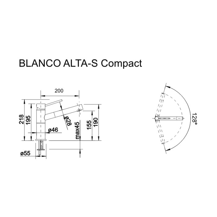 Смеситель кухонный Blanco ALTA - S Compact хром / жемчужный 520730
