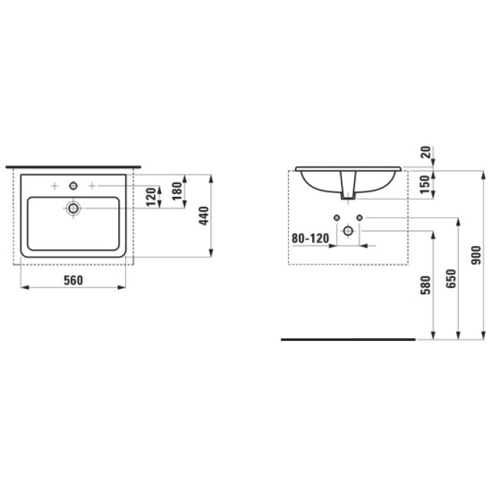 Умывальник встраиваемый в столешницу Laufen Pro S H8189630001041 Умывальник встраиваемый в столешницу Laufen Pro S H8189630001041