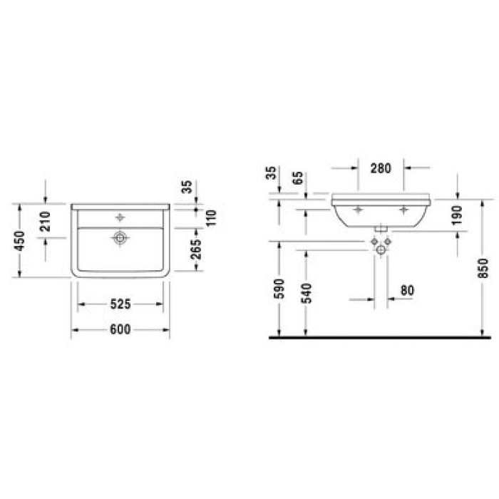 Плитка керамогранит Керамическая раковина Med 60 см Duravit Starck 3 0307600000 для пола