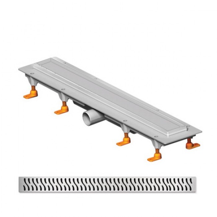 CH-850-HN1 Душевой канал 850 мм с матовой решеткой Гармония с кромкой из нержавеющей стали