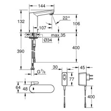 Электронный смеситель для раковины Grohe Eurosmart Cosmopolitan E 36325001