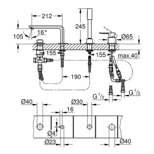 Смеситель для ванны Grohe Lineare 19577001