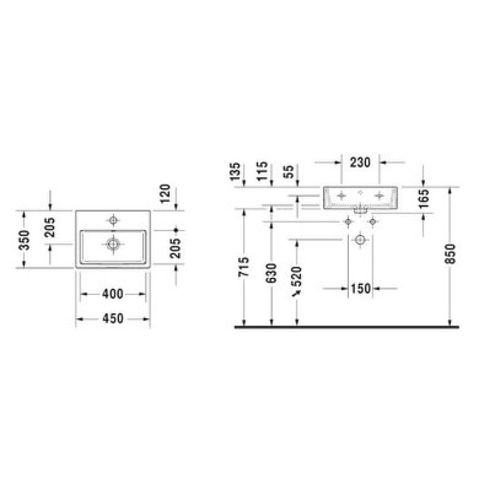 Плитка керамогранит Керамическая раковина 45 см Duravit Vero Air 0724450027 для пола