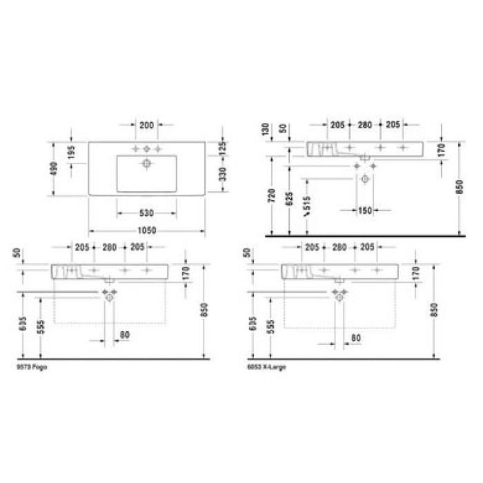 Плитка керамогранит Керамическая раковина 105 см Duravit Vero, белая 0329100000 для пола