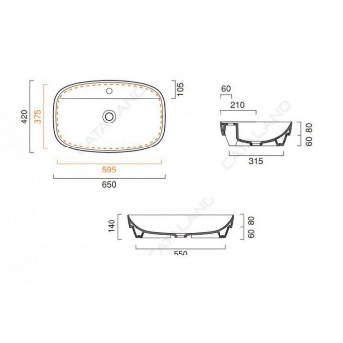 Керамическая раковина 65 см Catalano Green Lux, зеленая