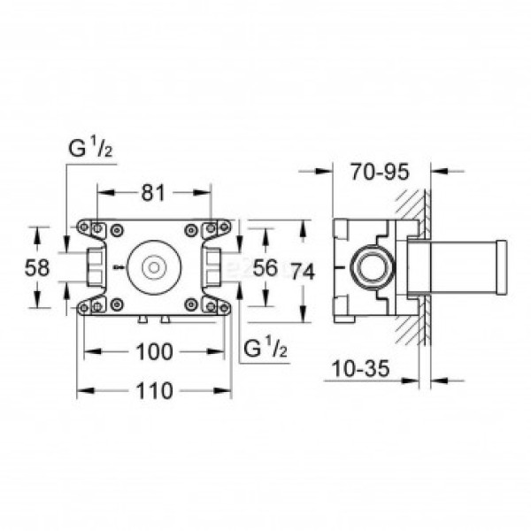 Grohe GROHE Rapido C Встраиваемый вентиль на один выход (35028000)