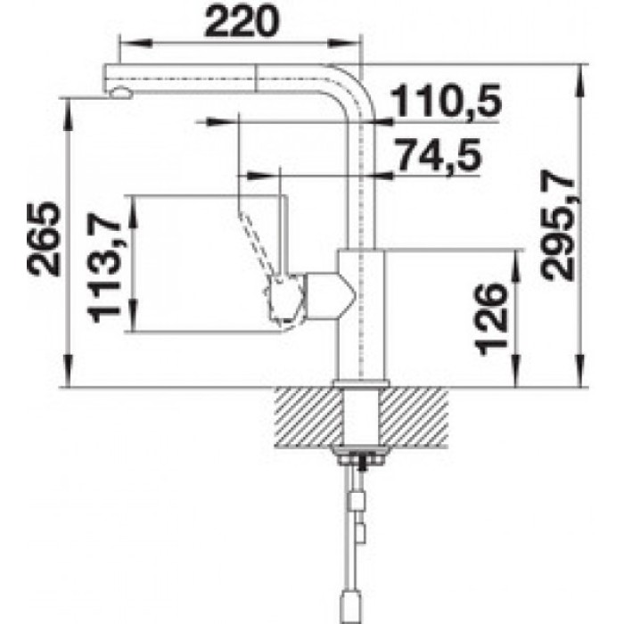 Смеситель кухонный Blanco LANORA-S нержавеющая сталь 523123
