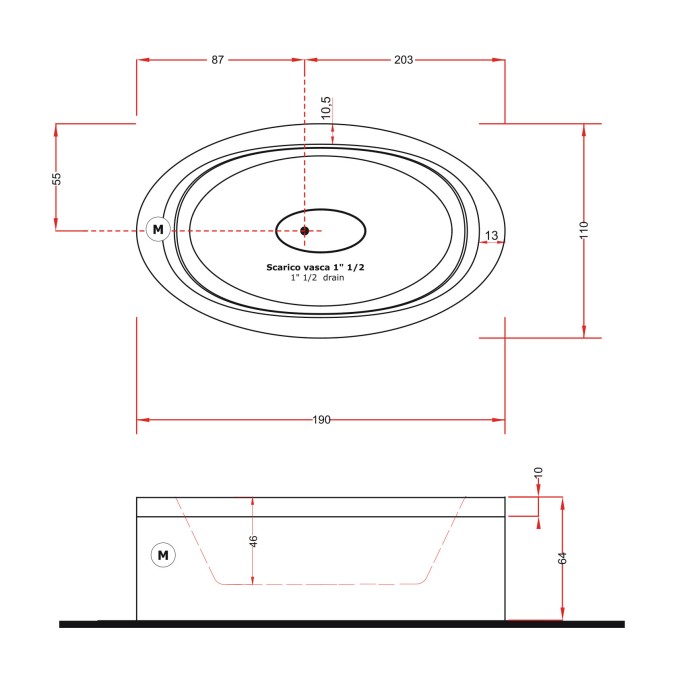 Gruppo Treesse Dream 190 Ванна в современном стиле 190x110xh66 см