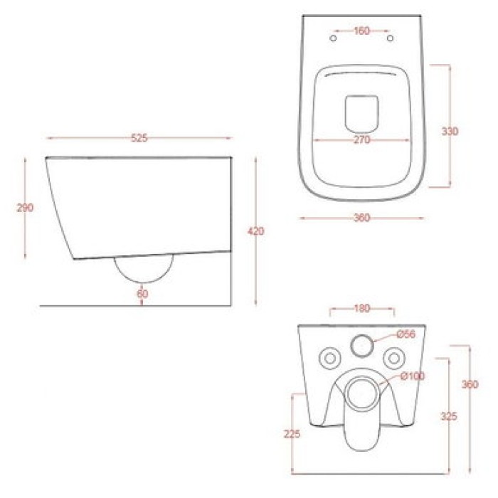 Подвесной унитаз безободковый Artceram A16 (ASV003 03;00) black glossy