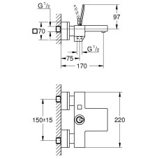 Grohe Eurocube Joy Смеситель однорычажный для ванны (23666000)