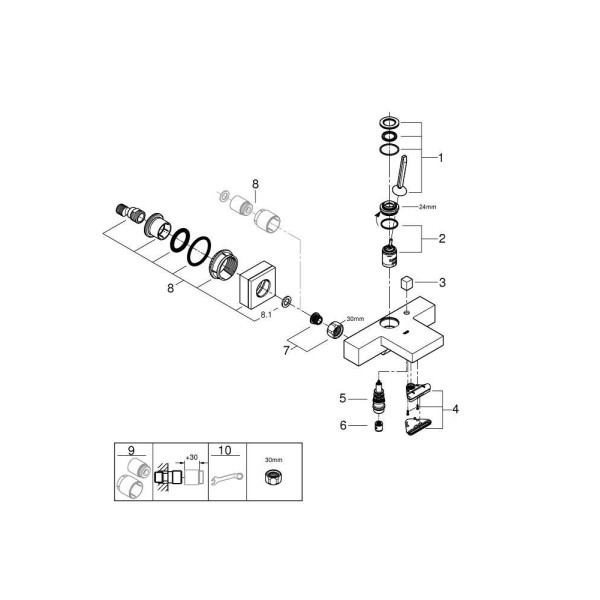 Grohe Eurocube Joy Смеситель однорычажный для ванны (23666000)