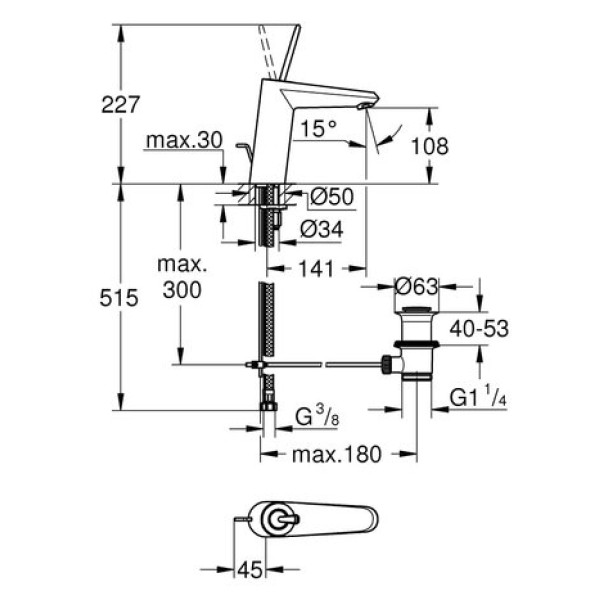 Смеситель для раковины Grohe Eurodisc Joy M-Size 23427LS0