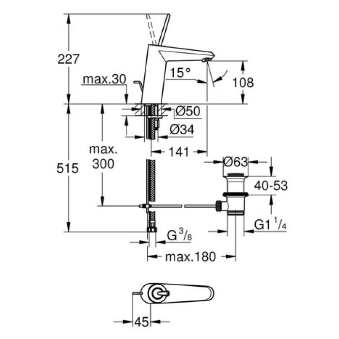 Смеситель для раковины Grohe Eurodisc Joy M-Size 23427LS0