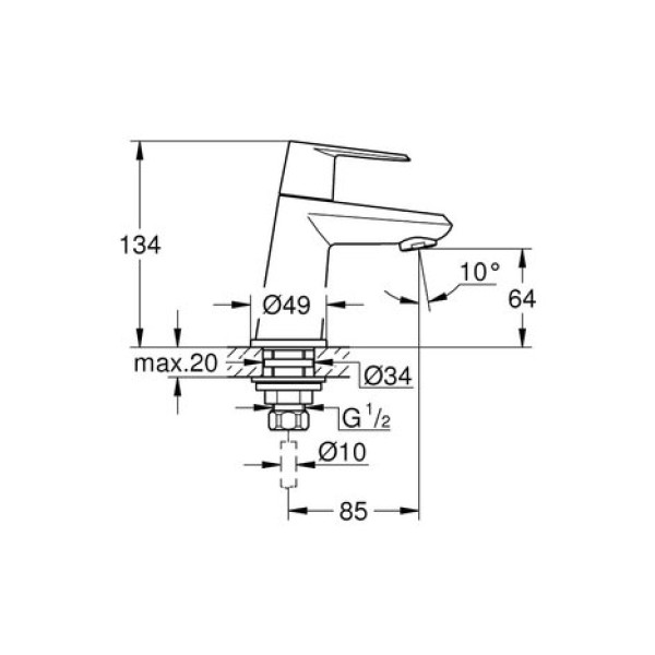 Смеситель для раковины Grohe Eurodisc cosmopolitan xS-Size 23051002