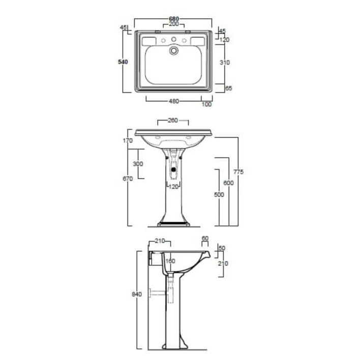 Керамическая раковина 68 см Simas Arcade AR 844