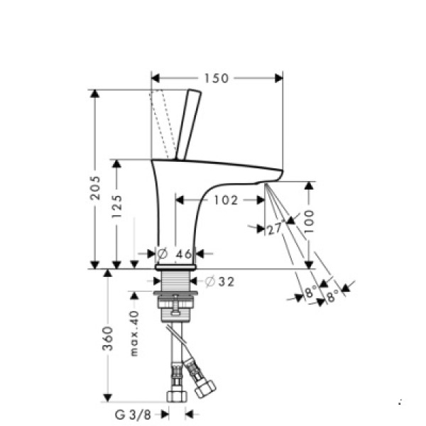 Смеситель для раковины Hansgrohe PuraVida 100 15075400