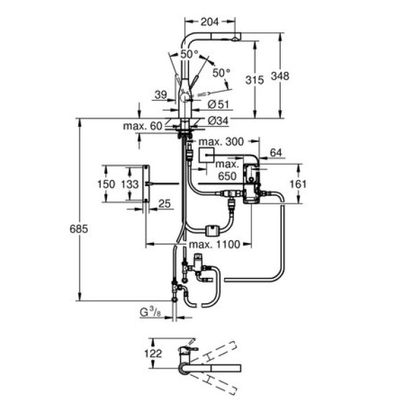 Смеситель для кухни Grohe Essence Foot Control 30311DC0