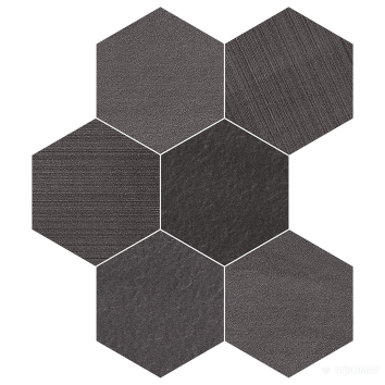 Керамогранит Impronta Sands Experience SA06ESM BLACK ESAGONA MIx 10×225×195